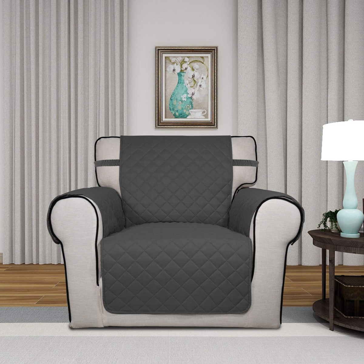 Reversible Quilted Sofa Cover Dog Couch Covers for Sofa, 66 in | Gray/Light Gray, Water Resistant Couch Protector, Washable Pet Couch Cover with Non Slip and Elastic Straps For Kids - Colors A