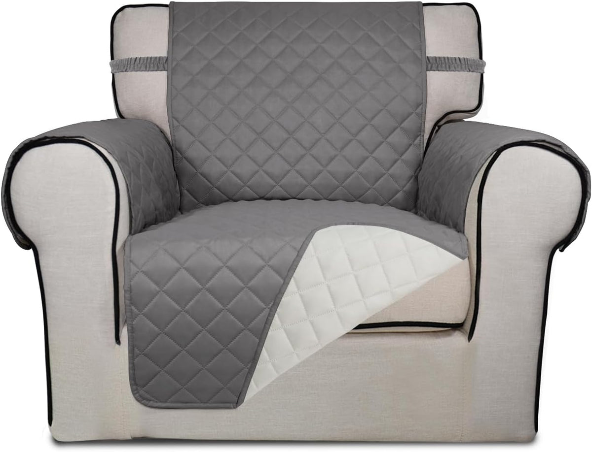 Reversible Quilted Sofa Cover Dog Couch Covers for Sofa, 66 in | Gray/Light Gray, Water Resistant Couch Protector, Washable Pet Couch Cover with Non Slip and Elastic Straps For Kids - Colors A