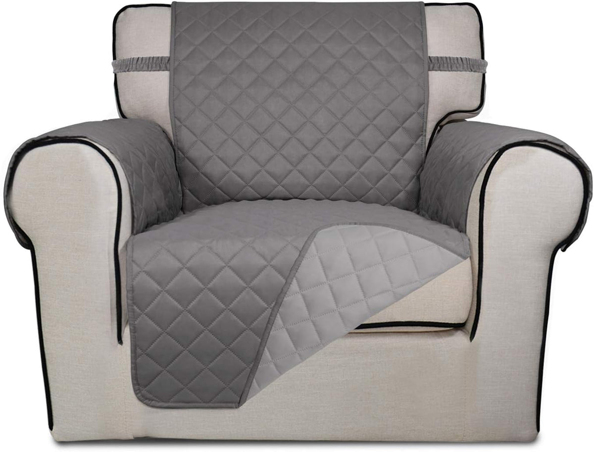 Reversible Quilted Sofa Cover Dog Couch Covers for Sofa, 66 in | Gray/Light Gray, Water Resistant Couch Protector, Washable Pet Couch Cover with Non Slip and Elastic Straps For Kids - Colors A