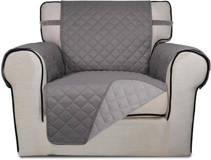 Reversible Quilted Sofa Cover Dog Couch Covers for Sofa, 66 in | Gray/Light Gray, Water Resistant Couch Protector, Washable Pet Couch Cover with Non Slip and Elastic Straps For Kids - Colors A