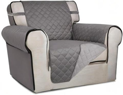 Reversible Quilted Sofa Cover Dog Couch Covers for Sofa, 66 in | Gray/Light Gray, Water Resistant Couch Protector, Washable Pet Couch Cover with Non Slip and Elastic Straps For Kids - Colors A