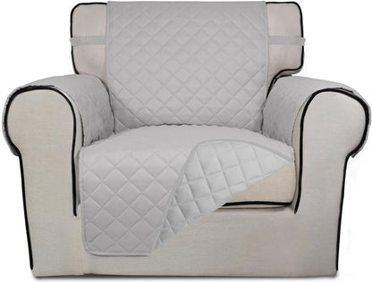 Reversible Quilted Sofa Cover Dog Couch Covers for Sofa, 66 in | Gray/Light Gray, Water Resistant Couch Protector, Washable Pet Couch Cover with Non Slip and Elastic Straps For Kids - Colors A