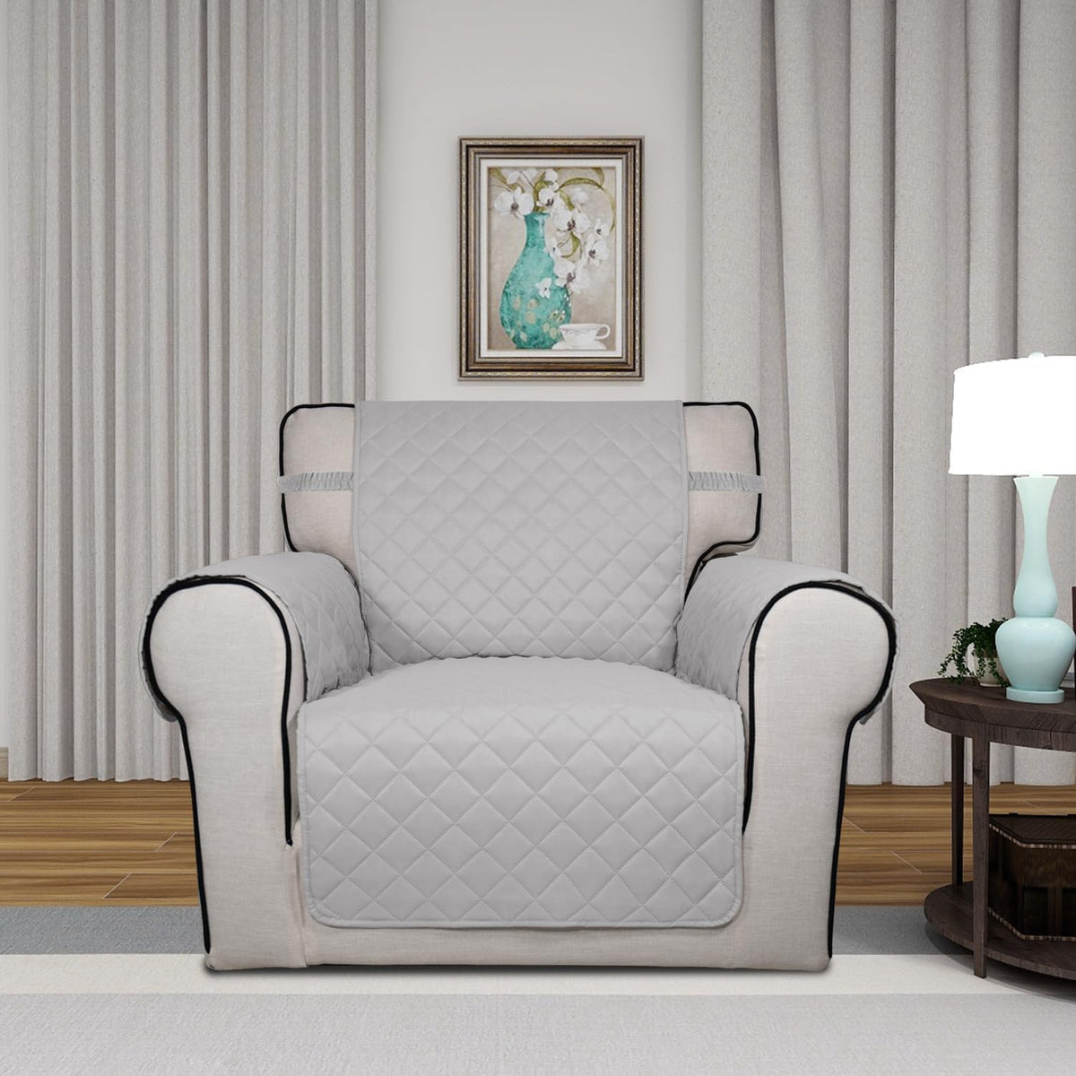 Reversible Quilted Sofa Cover Dog Couch Covers for Sofa, 66 in | Gray/Light Gray, Water Resistant Couch Protector, Washable Pet Couch Cover with Non Slip and Elastic Straps For Kids - Colors A