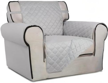 Reversible Quilted Sofa Cover Dog Couch Covers for Sofa, 66 in | Gray/Light Gray, Water Resistant Couch Protector, Washable Pet Couch Cover with Non Slip and Elastic Straps For Kids - Colors A