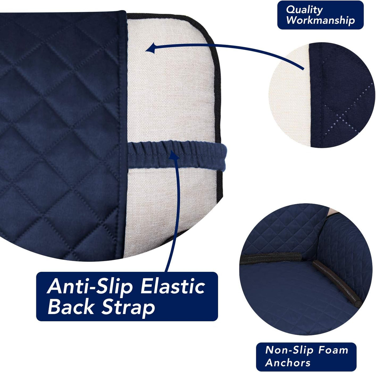 Reversible Quilted Sofa Cover Dog Couch Covers for Sofa, 66 in | Gray/Light Gray, Water Resistant Couch Protector, Washable Pet Couch Cover with Non Slip and Elastic Straps For Kids - Colors A