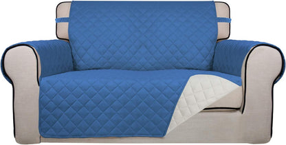 Reversible Quilted Sofa Cover Dog Couch Covers for Sofa, 66 in | Gray/Light Gray, Water Resistant Couch Protector, Washable Pet Couch Cover with Non Slip and Elastic Straps For Kids - Colors A