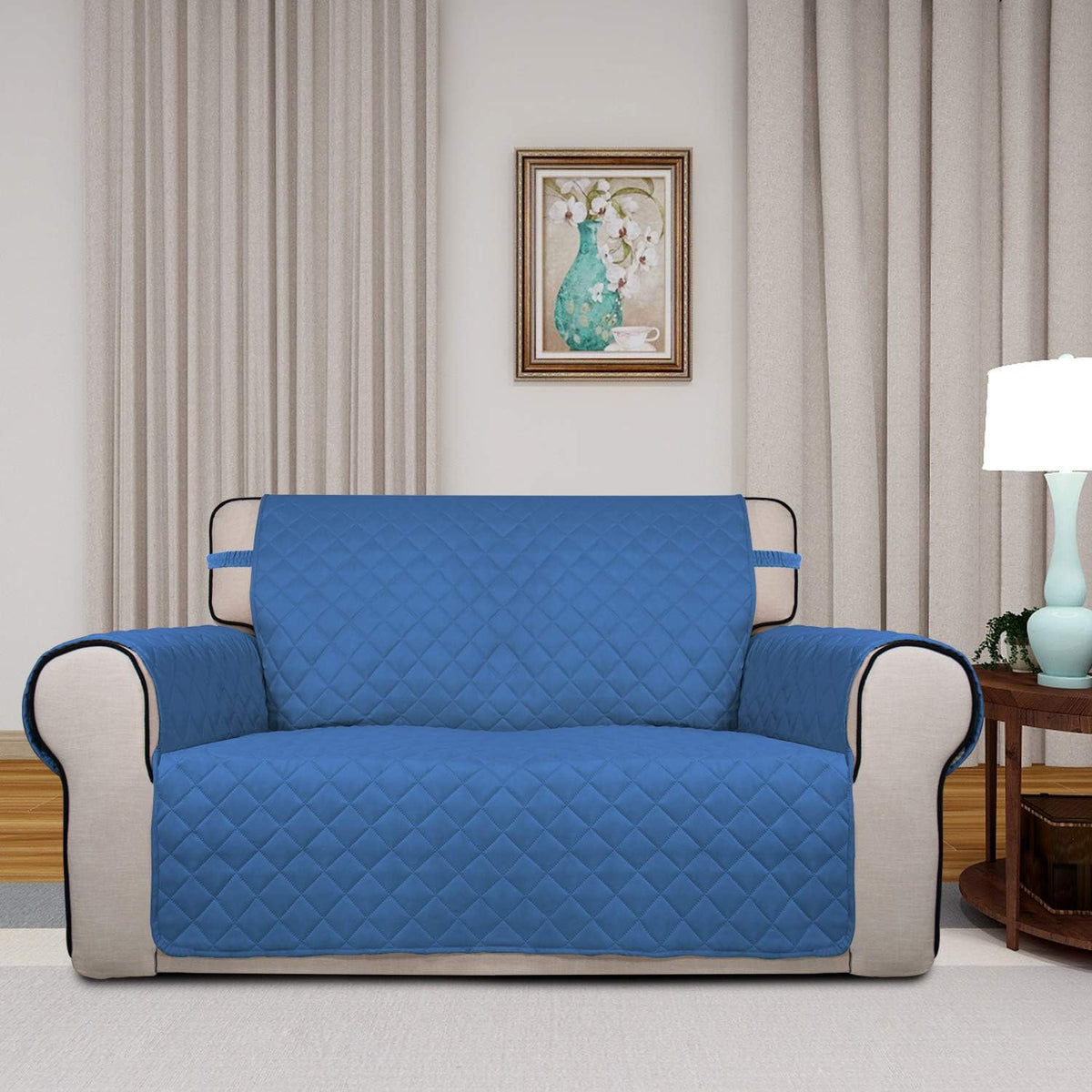 Reversible Quilted Sofa Cover Dog Couch Covers for Sofa, 66 in | Gray/Light Gray, Water Resistant Couch Protector, Washable Pet Couch Cover with Non Slip and Elastic Straps For Kids - Colors A