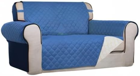 Reversible Quilted Sofa Cover Dog Couch Covers for Sofa, 66 in | Gray/Light Gray, Water Resistant Couch Protector, Washable Pet Couch Cover with Non Slip and Elastic Straps For Kids - Colors A