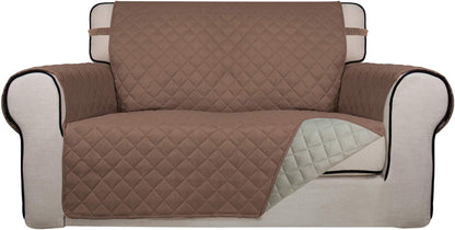 Reversible Quilted Sofa Cover Dog Couch Covers for Sofa, 66 in | Gray/Light Gray, Water Resistant Couch Protector, Washable Pet Couch Cover with Non Slip and Elastic Straps For Kids - Colors A