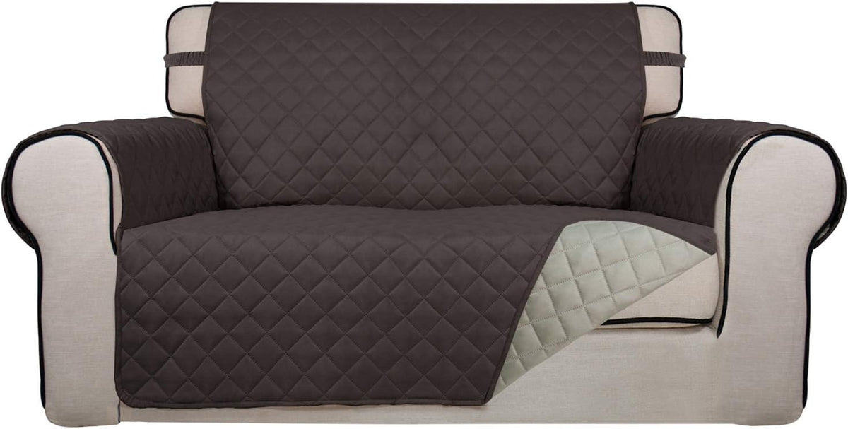 Reversible Quilted Sofa Cover Dog Couch Covers for Sofa, 66 in | Gray/Light Gray, Water Resistant Couch Protector, Washable Pet Couch Cover with Non Slip and Elastic Straps For Kids - Colors A