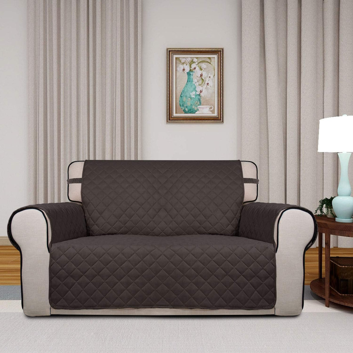 Reversible Quilted Sofa Cover Dog Couch Covers for Sofa, 66 in | Gray/Light Gray, Water Resistant Couch Protector, Washable Pet Couch Cover with Non Slip and Elastic Straps For Kids - Colors A