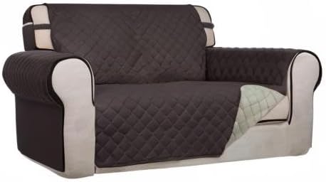 Reversible Quilted Sofa Cover Dog Couch Covers for Sofa, 66 in | Gray/Light Gray, Water Resistant Couch Protector, Washable Pet Couch Cover with Non Slip and Elastic Straps For Kids - Colors A