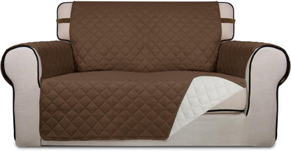 Reversible Quilted Sofa Cover Dog Couch Covers for Sofa, 66 in | Gray/Light Gray, Water Resistant Couch Protector, Washable Pet Couch Cover with Non Slip and Elastic Straps For Kids - Colors A