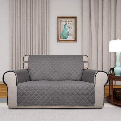Reversible Quilted Sofa Cover Dog Couch Covers for Sofa, 66 in | Gray/Light Gray, Water Resistant Couch Protector, Washable Pet Couch Cover with Non Slip and Elastic Straps For Kids - Colors A