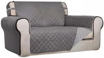 Reversible Quilted Sofa Cover Dog Couch Covers for Sofa, 66 in | Gray/Light Gray, Water Resistant Couch Protector, Washable Pet Couch Cover with Non Slip and Elastic Straps For Kids - Colors A