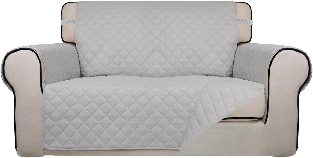 Reversible Quilted Sofa Cover Dog Couch Covers for Sofa, 66 in | Gray/Light Gray, Water Resistant Couch Protector, Washable Pet Couch Cover with Non Slip and Elastic Straps For Kids - Colors A