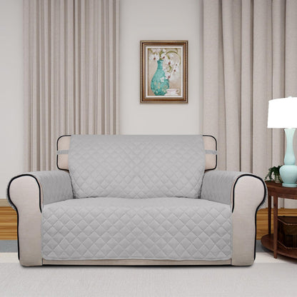 Reversible Quilted Sofa Cover Dog Couch Covers for Sofa, 66 in | Gray/Light Gray, Water Resistant Couch Protector, Washable Pet Couch Cover with Non Slip and Elastic Straps For Kids - Colors A