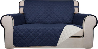 Reversible Quilted Sofa Cover Dog Couch Covers for Sofa, 66 in | Gray/Light Gray, Water Resistant Couch Protector, Washable Pet Couch Cover with Non Slip and Elastic Straps For Kids - Colors A