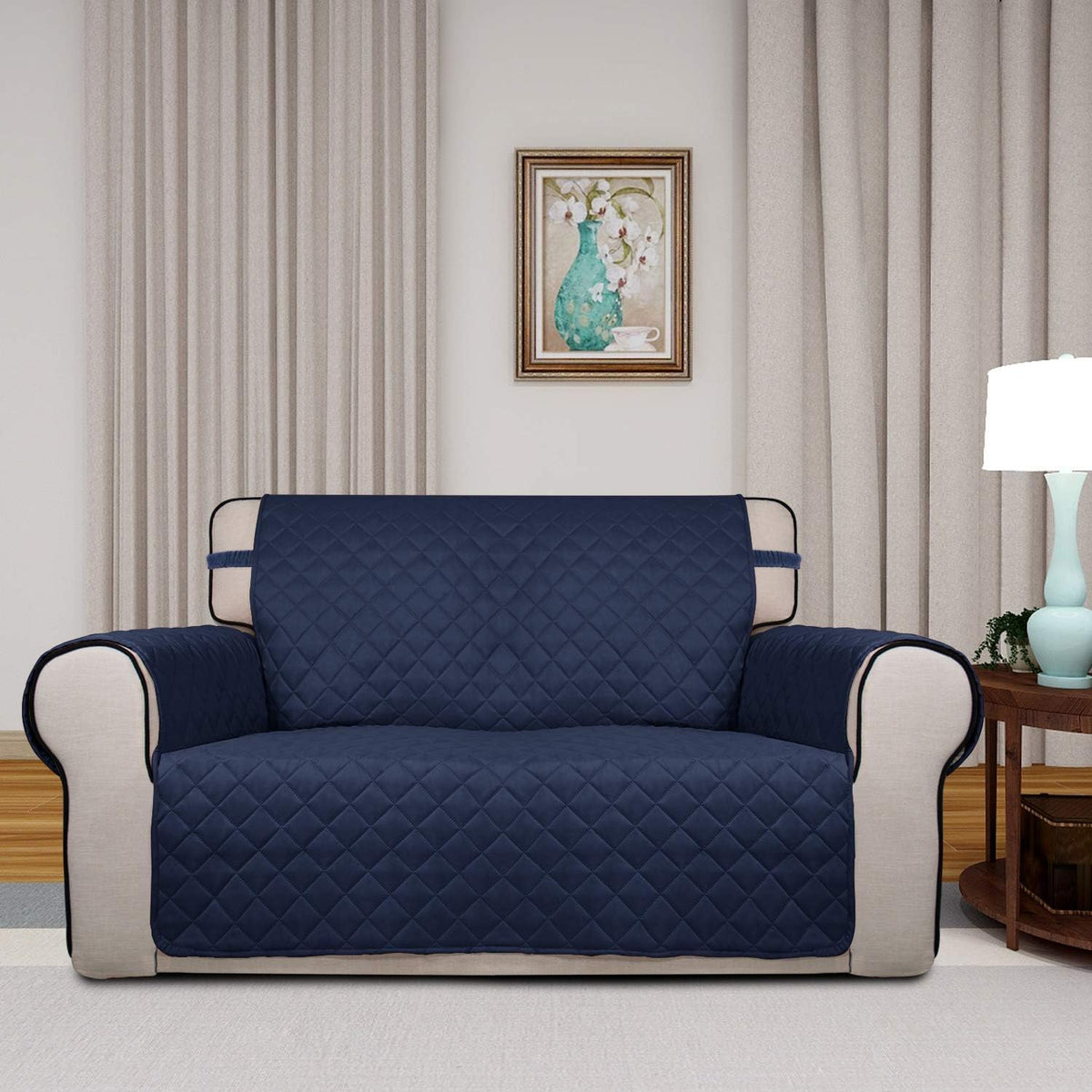 Reversible Quilted Sofa Cover Dog Couch Covers for Sofa, 66 in | Gray/Light Gray, Water Resistant Couch Protector, Washable Pet Couch Cover with Non Slip and Elastic Straps For Kids - Colors A