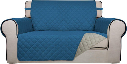 Reversible Quilted Sofa Cover Dog Couch Covers for Sofa, 66 in | Gray/Light Gray, Water Resistant Couch Protector, Washable Pet Couch Cover with Non Slip and Elastic Straps For Kids - Colors A