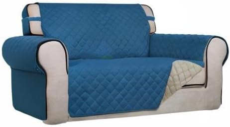 Reversible Quilted Sofa Cover Dog Couch Covers for Sofa, 66 in | Gray/Light Gray, Water Resistant Couch Protector, Washable Pet Couch Cover with Non Slip and Elastic Straps For Kids - Colors A