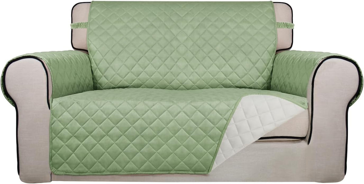 Reversible Quilted Sofa Cover Dog Couch Covers for Sofa, 66 in | Gray/Light Gray, Water Resistant Couch Protector, Washable Pet Couch Cover with Non Slip and Elastic Straps For Kids - Colors A
