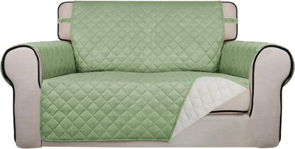 Reversible Quilted Sofa Cover Dog Couch Covers for Sofa, 66 in | Gray/Light Gray, Water Resistant Couch Protector, Washable Pet Couch Cover with Non Slip and Elastic Straps For Kids - Colors A