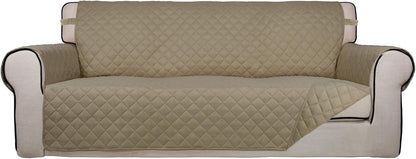 Reversible Quilted Sofa Cover Dog Couch Covers for Sofa, 66 in | Gray/Light Gray, Water Resistant Couch Protector, Washable Pet Couch Cover with Non Slip and Elastic Straps For Kids - Colors A