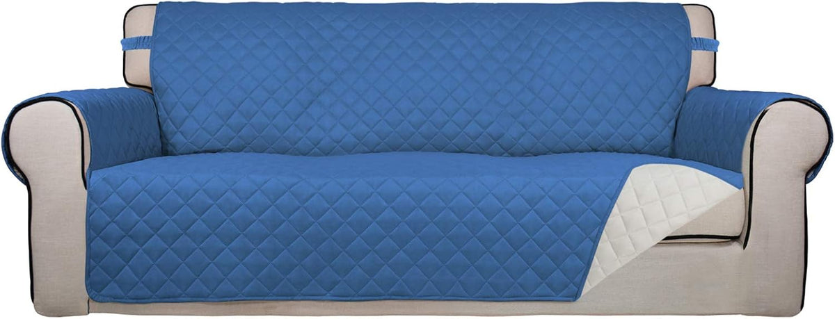 Reversible Quilted Sofa Cover Dog Couch Covers for Sofa, 66 in | Gray/Light Gray, Water Resistant Couch Protector, Washable Pet Couch Cover with Non Slip and Elastic Straps For Kids - Colors A