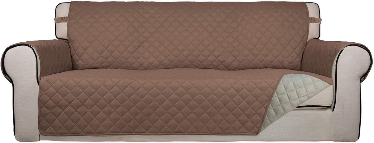 Reversible Quilted Sofa Cover Dog Couch Covers for Sofa, 66 in | Gray/Light Gray, Water Resistant Couch Protector, Washable Pet Couch Cover with Non Slip and Elastic Straps For Kids - Colors A