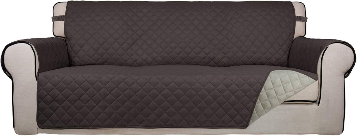 Reversible Quilted Sofa Cover Dog Couch Covers for Sofa, 66 in | Gray/Light Gray, Water Resistant Couch Protector, Washable Pet Couch Cover with Non Slip and Elastic Straps For Kids - Colors A