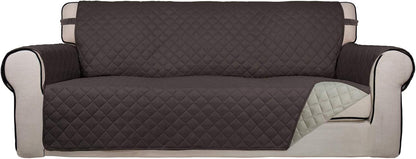 Reversible Quilted Sofa Cover Dog Couch Covers for Sofa, 66 in | Gray/Light Gray, Water Resistant Couch Protector, Washable Pet Couch Cover with Non Slip and Elastic Straps For Kids - Colors A
