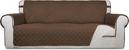 Reversible Quilted Sofa Cover Dog Couch Covers for Sofa, 66 in | Gray/Light Gray, Water Resistant Couch Protector, Washable Pet Couch Cover with Non Slip and Elastic Straps For Kids - Colors A