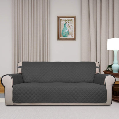 Reversible Quilted Sofa Cover Dog Couch Covers for Sofa, 66 in | Gray/Light Gray, Water Resistant Couch Protector, Washable Pet Couch Cover with Non Slip and Elastic Straps For Kids - Colors A