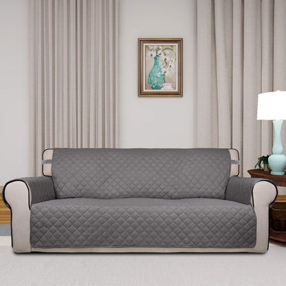 Reversible Quilted Sofa Cover Dog Couch Covers for Sofa, 66 in | Gray/Light Gray, Water Resistant Couch Protector, Washable Pet Couch Cover with Non Slip and Elastic Straps For Kids - Colors A