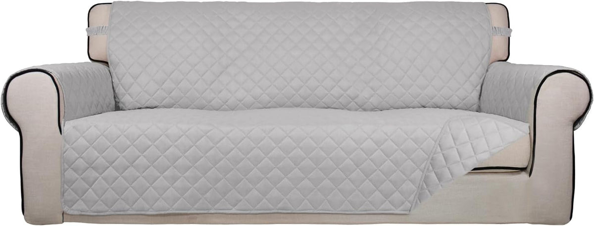 Reversible Quilted Sofa Cover Dog Couch Covers for Sofa, 66 in | Gray/Light Gray, Water Resistant Couch Protector, Washable Pet Couch Cover with Non Slip and Elastic Straps For Kids - Colors A
