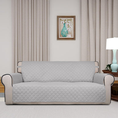 Reversible Quilted Sofa Cover Dog Couch Covers for Sofa, 66 in | Gray/Light Gray, Water Resistant Couch Protector, Washable Pet Couch Cover with Non Slip and Elastic Straps For Kids - Colors A