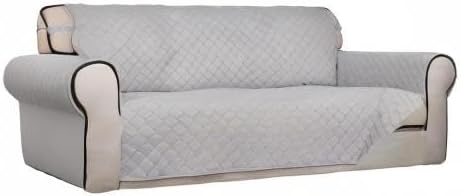 Reversible Quilted Sofa Cover Dog Couch Covers for Sofa, 66 in | Gray/Light Gray, Water Resistant Couch Protector, Washable Pet Couch Cover with Non Slip and Elastic Straps For Kids - Colors A