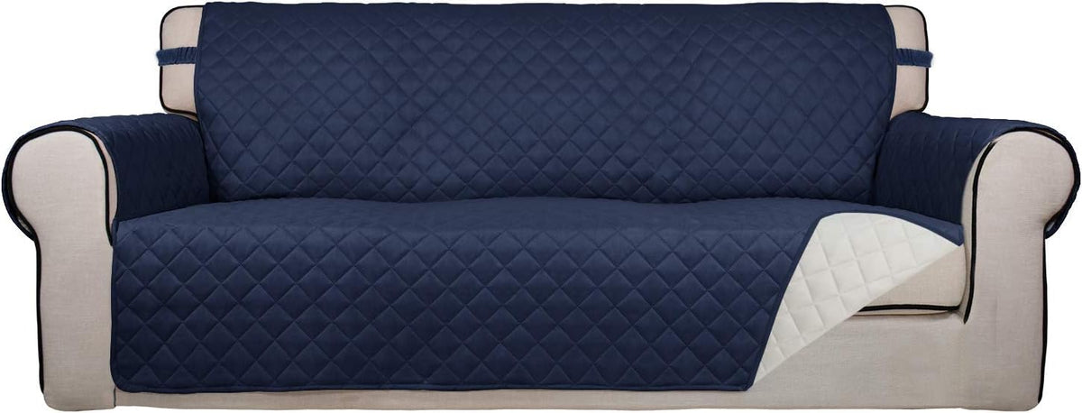 Reversible Quilted Sofa Cover Dog Couch Covers for Sofa, 66 in | Gray/Light Gray, Water Resistant Couch Protector, Washable Pet Couch Cover with Non Slip and Elastic Straps For Kids - Colors A