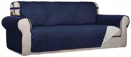Reversible Quilted Sofa Cover Dog Couch Covers for Sofa, 66 in | Gray/Light Gray, Water Resistant Couch Protector, Washable Pet Couch Cover with Non Slip and Elastic Straps For Kids - Colors A