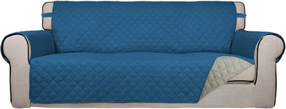 Reversible Quilted Sofa Cover Dog Couch Covers for Sofa, 66 in | Gray/Light Gray, Water Resistant Couch Protector, Washable Pet Couch Cover with Non Slip and Elastic Straps For Kids - Colors A