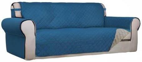 Reversible Quilted Sofa Cover Dog Couch Covers for Sofa, 66 in | Gray/Light Gray, Water Resistant Couch Protector, Washable Pet Couch Cover with Non Slip and Elastic Straps For Kids - Colors A