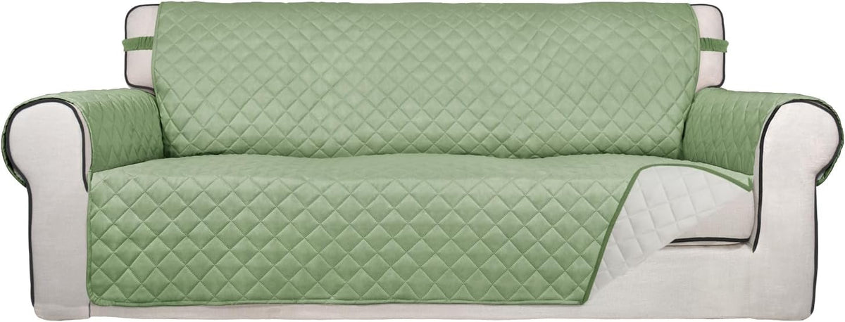 Reversible Quilted Sofa Cover Dog Couch Covers for Sofa, 66 in | Gray/Light Gray, Water Resistant Couch Protector, Washable Pet Couch Cover with Non Slip and Elastic Straps For Kids - Colors A