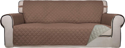 Reversible Quilted Sofa Cover Dog Couch Covers for Sofa, 66 in | Gray/Light Gray, Water Resistant Couch Protector, Washable Pet Couch Cover with Non Slip and Elastic Straps For Kids - Colors A