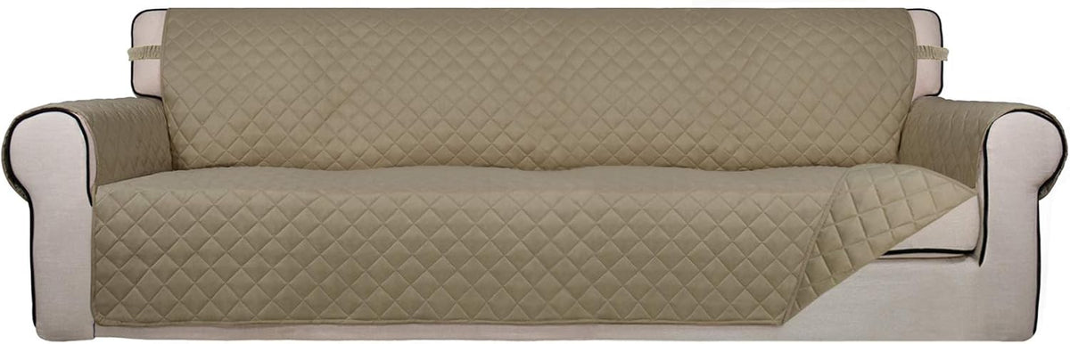 Reversible Quilted Sofa Cover Dog Couch Covers for Sofa, 66 in | Gray/Light Gray, Water Resistant Couch Protector, Washable Pet Couch Cover with Non Slip and Elastic Straps For Kids - Colors A