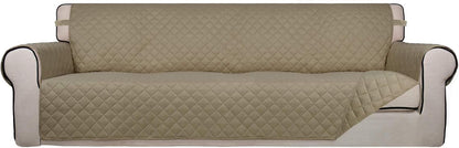 Reversible Quilted Sofa Cover Dog Couch Covers for Sofa, 66 in | Gray/Light Gray, Water Resistant Couch Protector, Washable Pet Couch Cover with Non Slip and Elastic Straps For Kids - Colors A