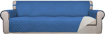 Reversible Quilted Sofa Cover Dog Couch Covers for Sofa, 66 in | Gray/Light Gray, Water Resistant Couch Protector, Washable Pet Couch Cover with Non Slip and Elastic Straps For Kids - Colors A