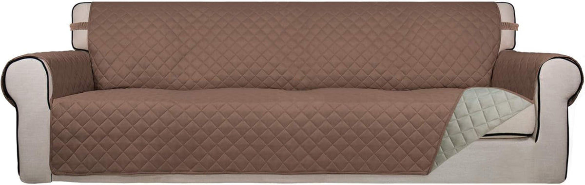 Reversible Quilted Sofa Cover Dog Couch Covers for Sofa, 66 in | Gray/Light Gray, Water Resistant Couch Protector, Washable Pet Couch Cover with Non Slip and Elastic Straps For Kids - Colors A