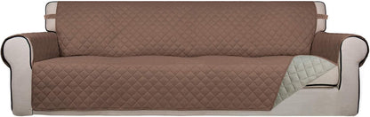 Reversible Quilted Sofa Cover Dog Couch Covers for Sofa, 66 in | Gray/Light Gray, Water Resistant Couch Protector, Washable Pet Couch Cover with Non Slip and Elastic Straps For Kids - Colors A