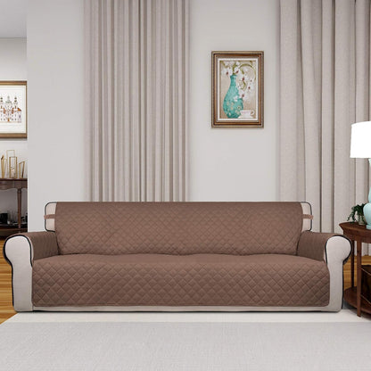 Reversible Quilted Sofa Cover Dog Couch Covers for Sofa, 66 in | Gray/Light Gray, Water Resistant Couch Protector, Washable Pet Couch Cover with Non Slip and Elastic Straps For Kids - Colors A